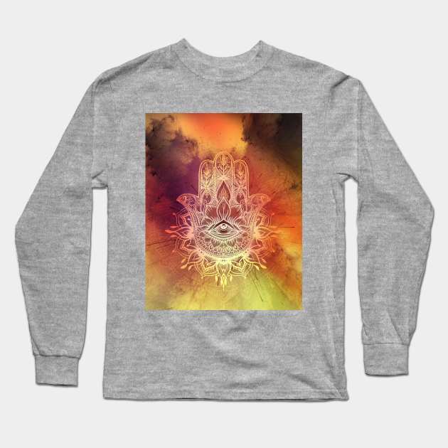 Hamsa dream mandala Long Sleeve T-Shirt by MCAshe spiritual art 